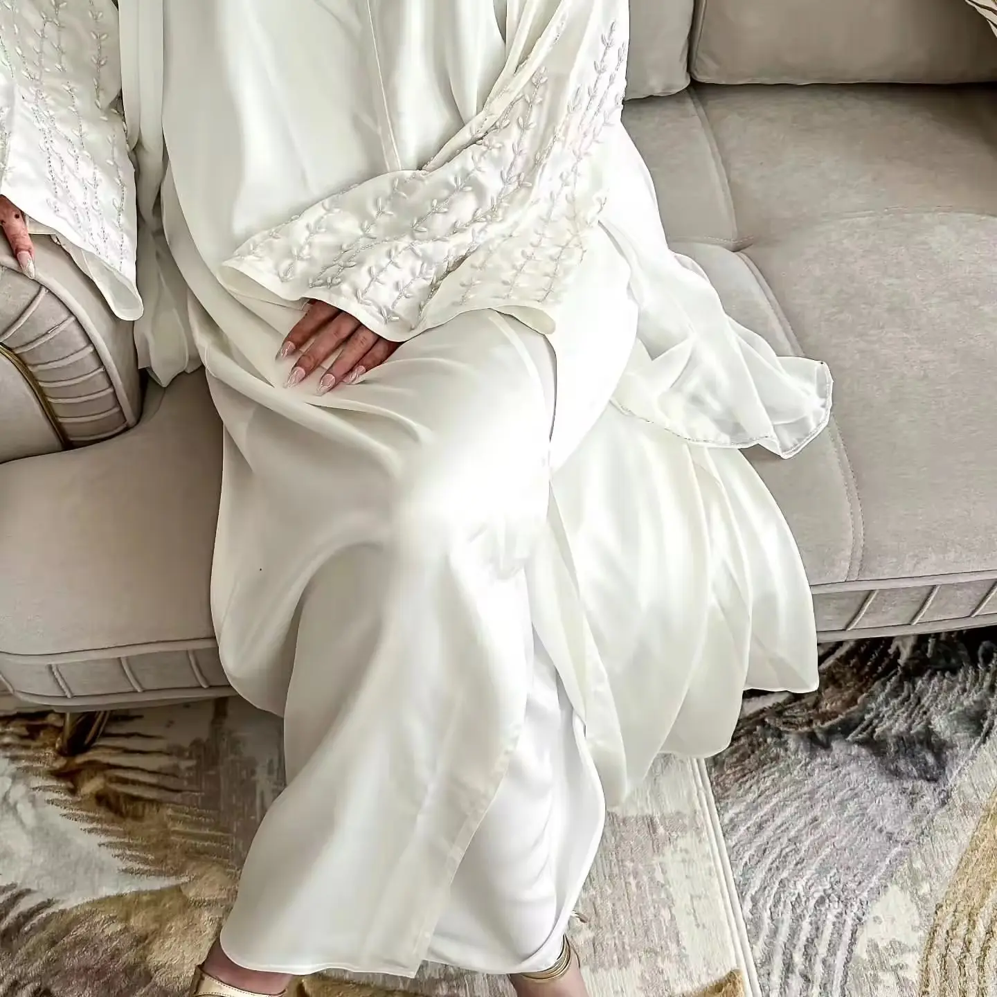 Embroidered Aiza Abaya Set with Inner Abaya and Belt (3 PIECES)- Modest Fashion, Available in 52 - 60, muslim fashion islamic clothing