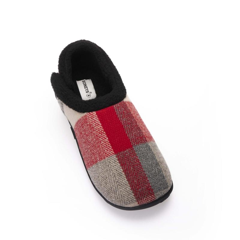 Sam Kids - Red Cream Herringbone Children's Check Slippers 2