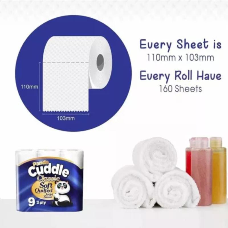 Panda Cuddle Classic | Aloe Vera | Lemon Soft Quilted 3 Ply  lightweight Toilet Tissue Roll bathroom Ultimate Comfort (Pack of 45) cheapest  eco-friendly strong toilet paper & wipes perfumescented 6