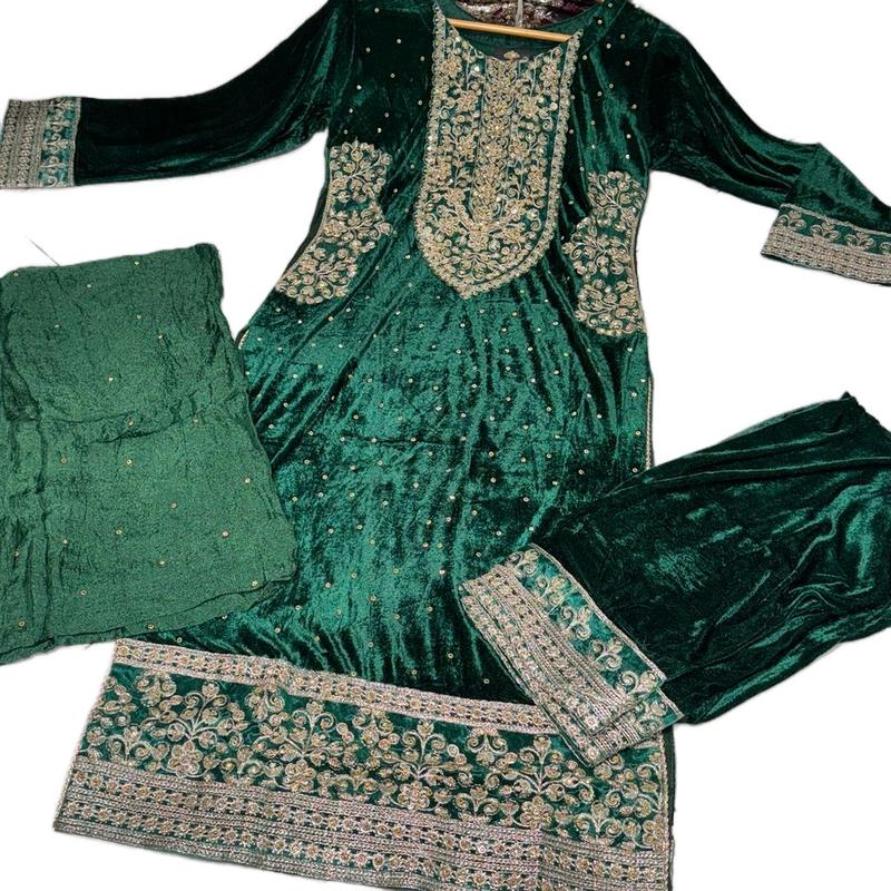 7 Colours ZIVA Pocket Winter Korean velvet design salwar kameez 3 piece Pakistani dupatta S-XL Womenswear Dress Traditional Embroidered 5