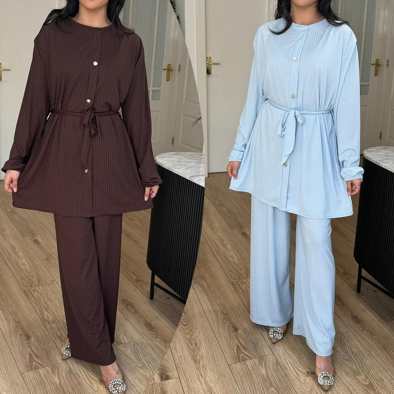 STYLEME LADIES 4 BUTTON RIBBED CO ORD SET MODEST WEAR 0