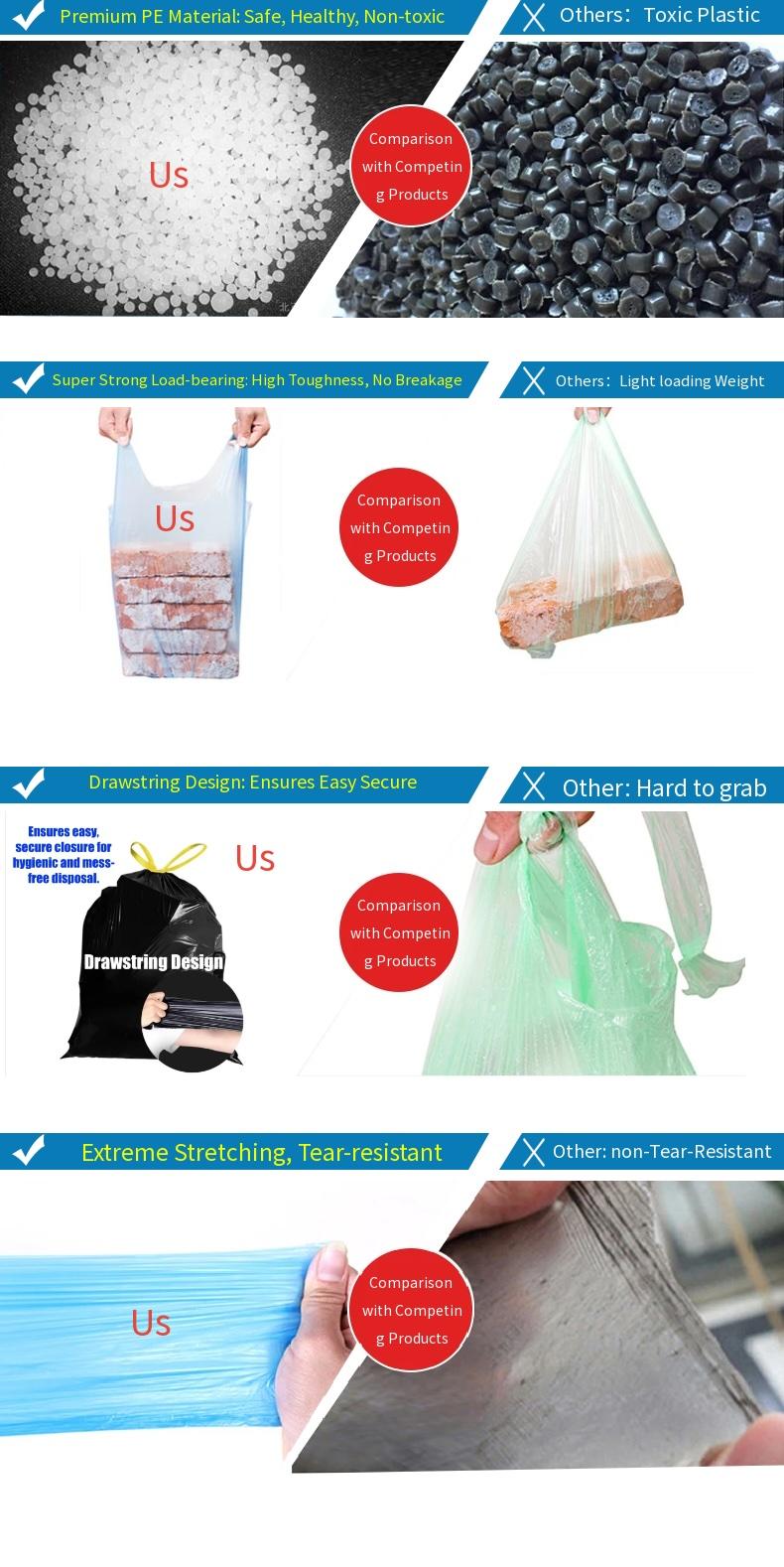 Product Introduction of Bitterplum 100pcs White Mid-Size Drawstring Strong Pedal Bin Liners 5