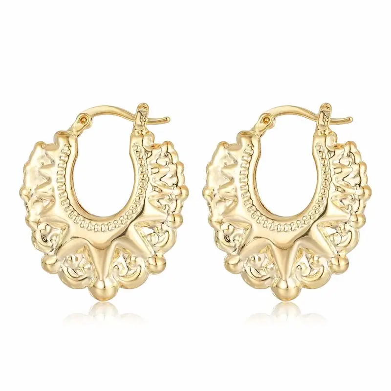 35mm Gold Round Gypsy Creole Lightweight Earrings 2