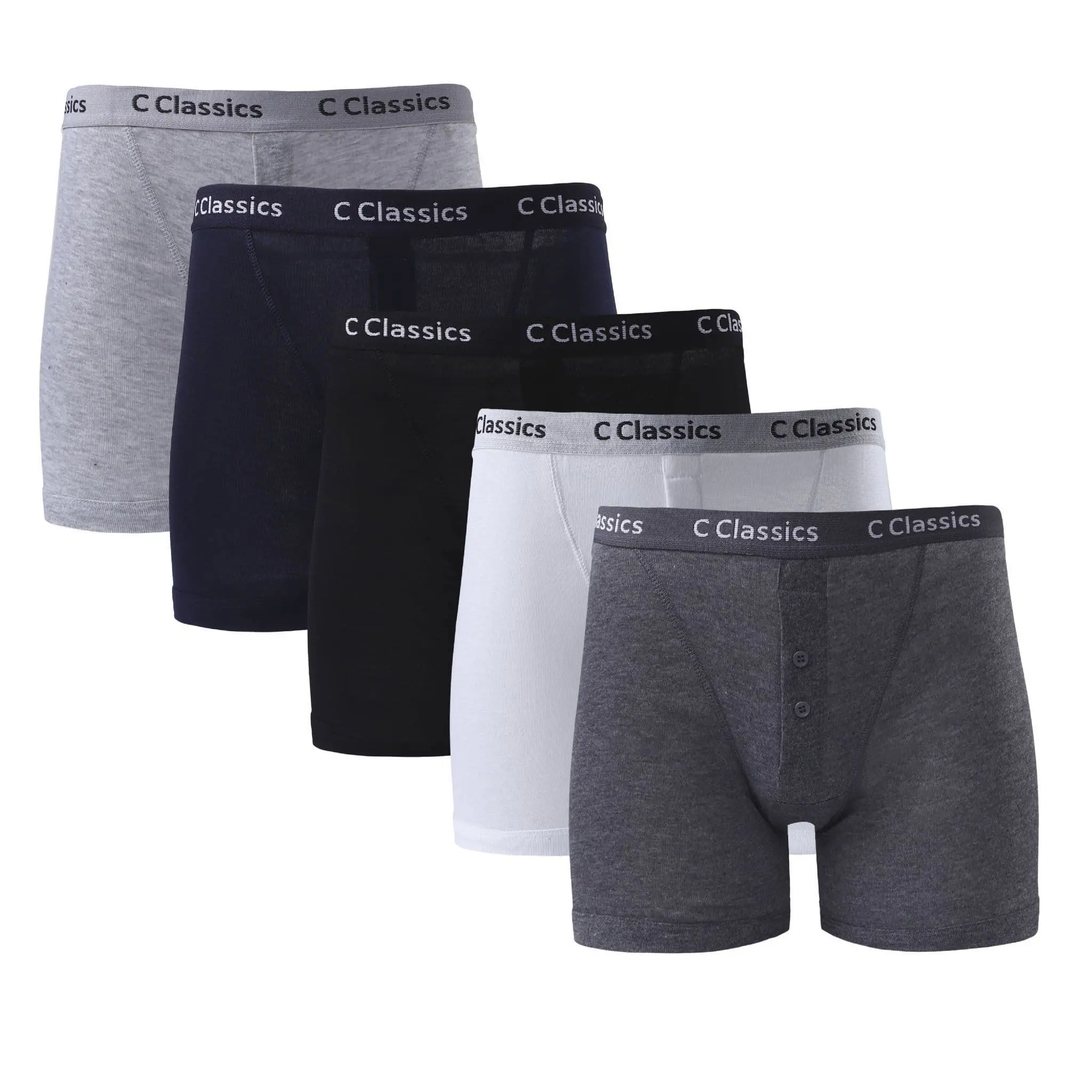 Mens Lightweight Elastic Waist Cotton Classic Boxer Short Underpants Adults Breathable Soft Stretchy High Impact Button Fly Assorted Underwear