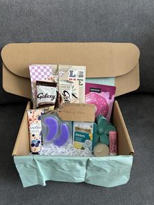 Self Care & Positive Date with a Book Box - Includes Eye Mask, Face Mask, Hand Cream, Herbal Tea, Galaxy Chocolate Bar, Swizzler Squashies or Dairy Free Chocolate Bar Gift Pack