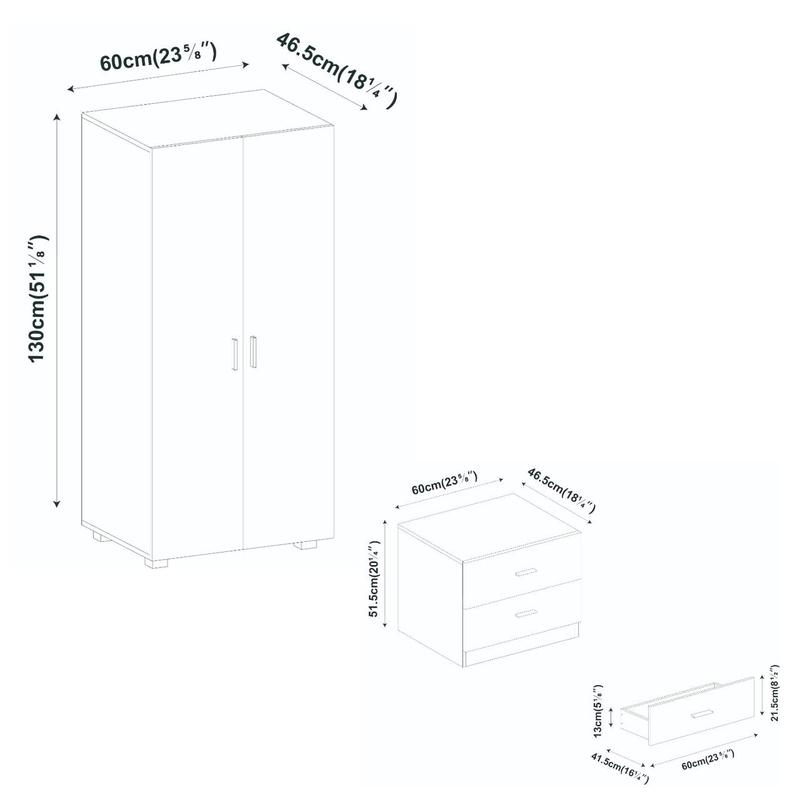 White Door Kids Remix 2-Door 2-Drawer Wardrobe 1