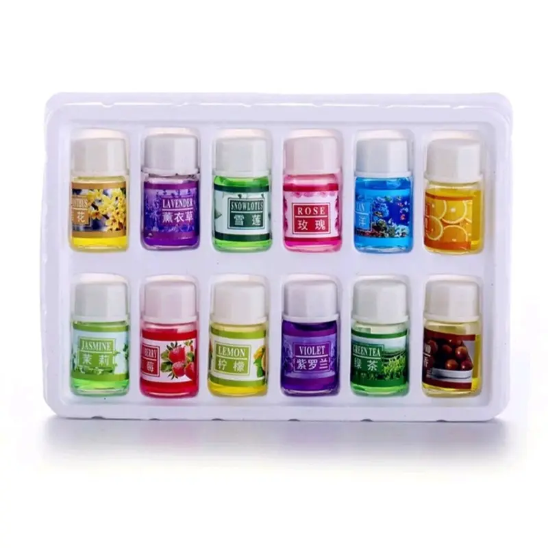12Pcs 100% Pure Oils Essential Oil Set for Humidifier - Aromatherapy Gift Kit Pack Healthcare Solution Fitness Wellness Healthy Treatment Therapeutic 1