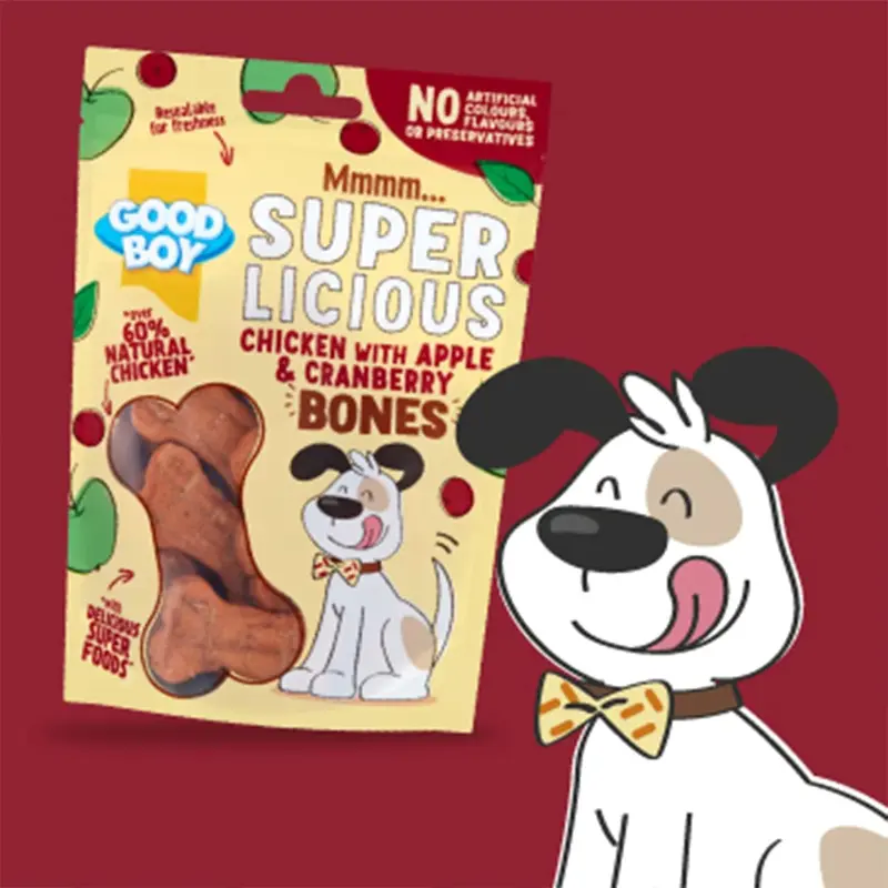 Good Boy Superlicious Chicken, Apple & Cranberry Bones - Natural Dog Treats - Low Fat Training Treats - Bulk Box - 10 x 100g 6