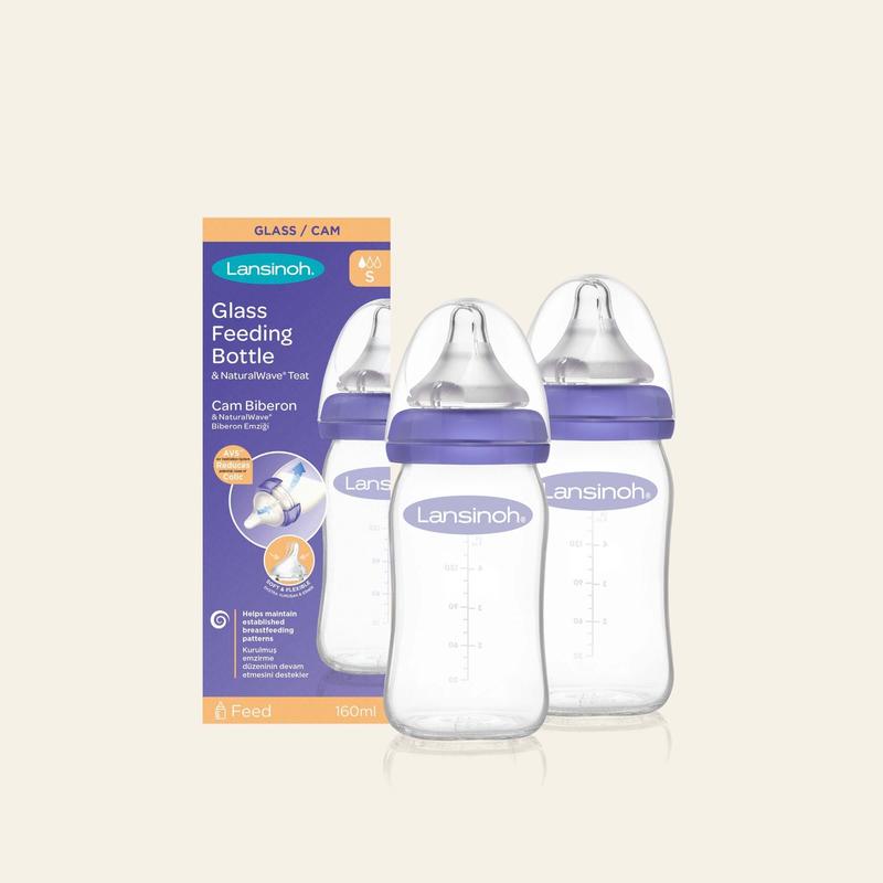 Lansinoh Glass Feeding Bottles 160ml with NaturalWave Teat for breastmilk or combi feeding 7