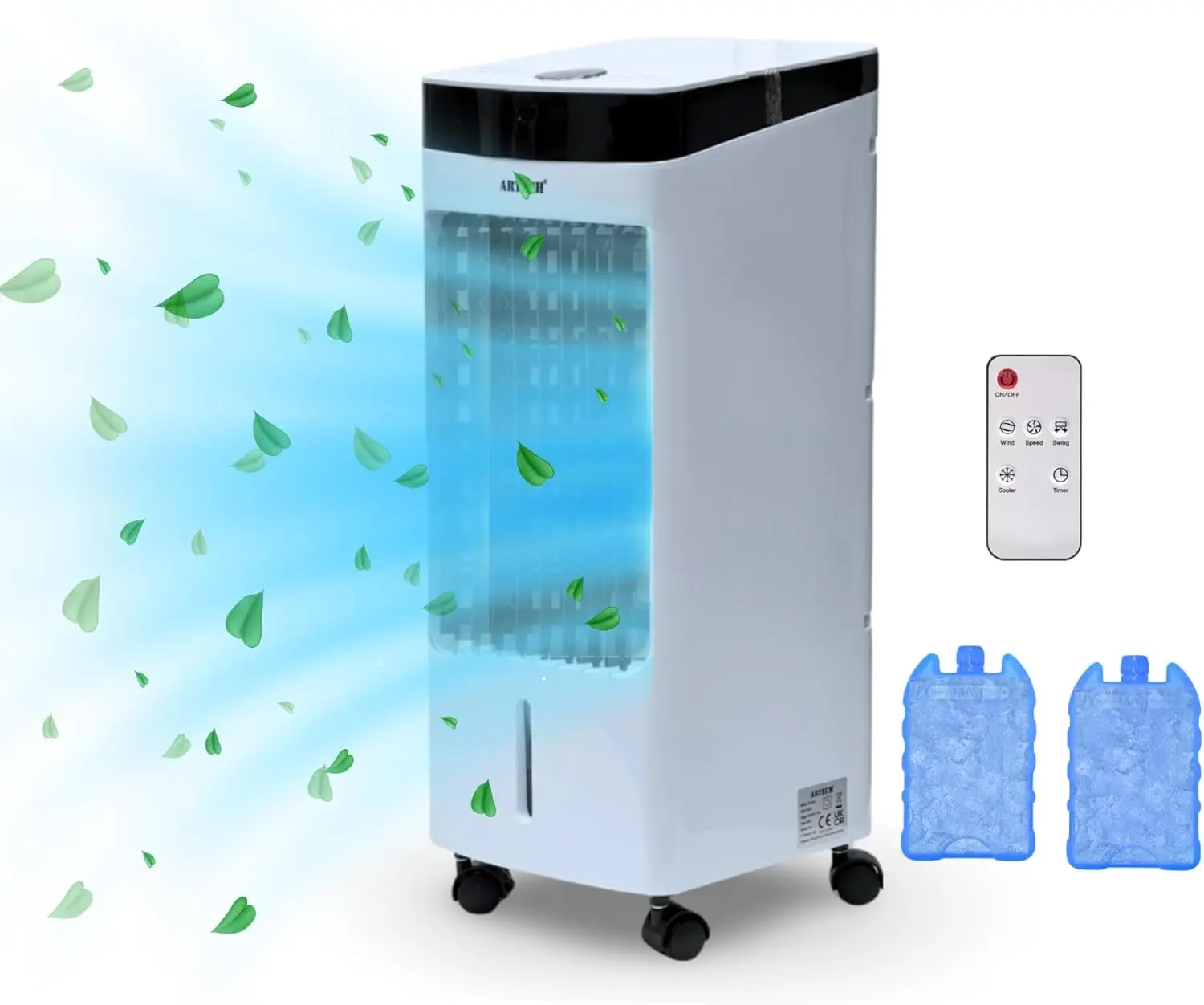 Trendi Portable Powerful Digital Evaporative Air Cooler AC Fan With Remote Control, 4L Tank & 2 Ice Boxes - With Anti Dust Filter - 3 Speed Settings - 120° Oscillating Swing Function 7.5 Hour Time ice  cooler