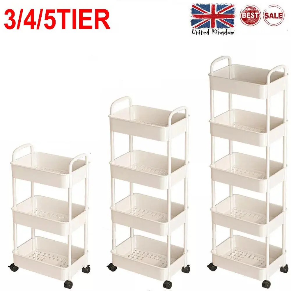 Multi-Tier Rolling Kitchen Storage Utility Cart with Shelves - Organiser, Racks Standing