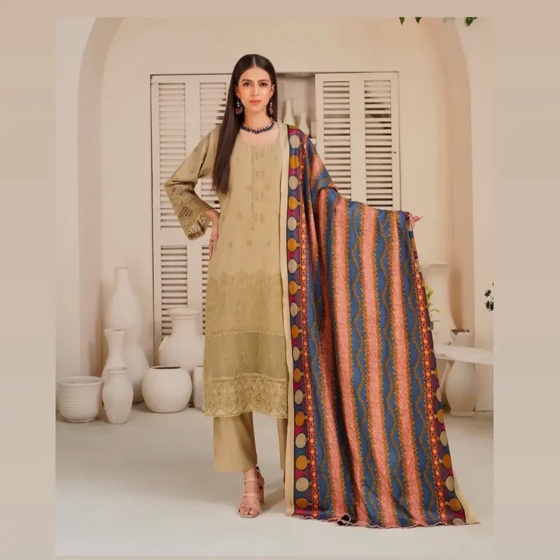 Munira Designer Dhanak Shifly Front Full Heavy Embroidery with Print Pashmina Shawl Winter Collection 2