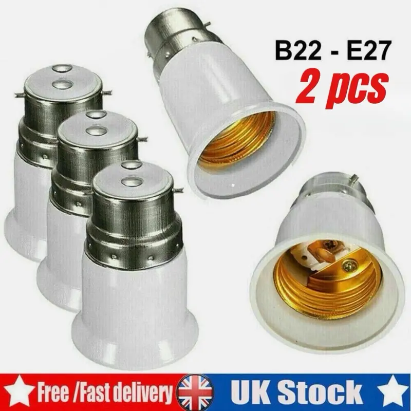 B22 to E27 Socket Converter, Screw to Bayonet Bulb Socket Adapter, ES to BC Lamp Base Adapter, Max Wattage 60W, Voltage 0-250V, for LED Bulbs, Incandescent Bulbs, CFL Bulbs, 2 Pack