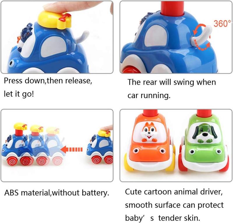 4pcs Baby Toy Cars for 1 Year Old Boy Gifts Press and Go Forest Animal Car Educational Toys for 2 Years Old Boy Pull Back Cars Toys for Toddlers 1-3 Baby Toys 12-18 Months Gifts for 1 2 3 Year Old Boy Girl 4