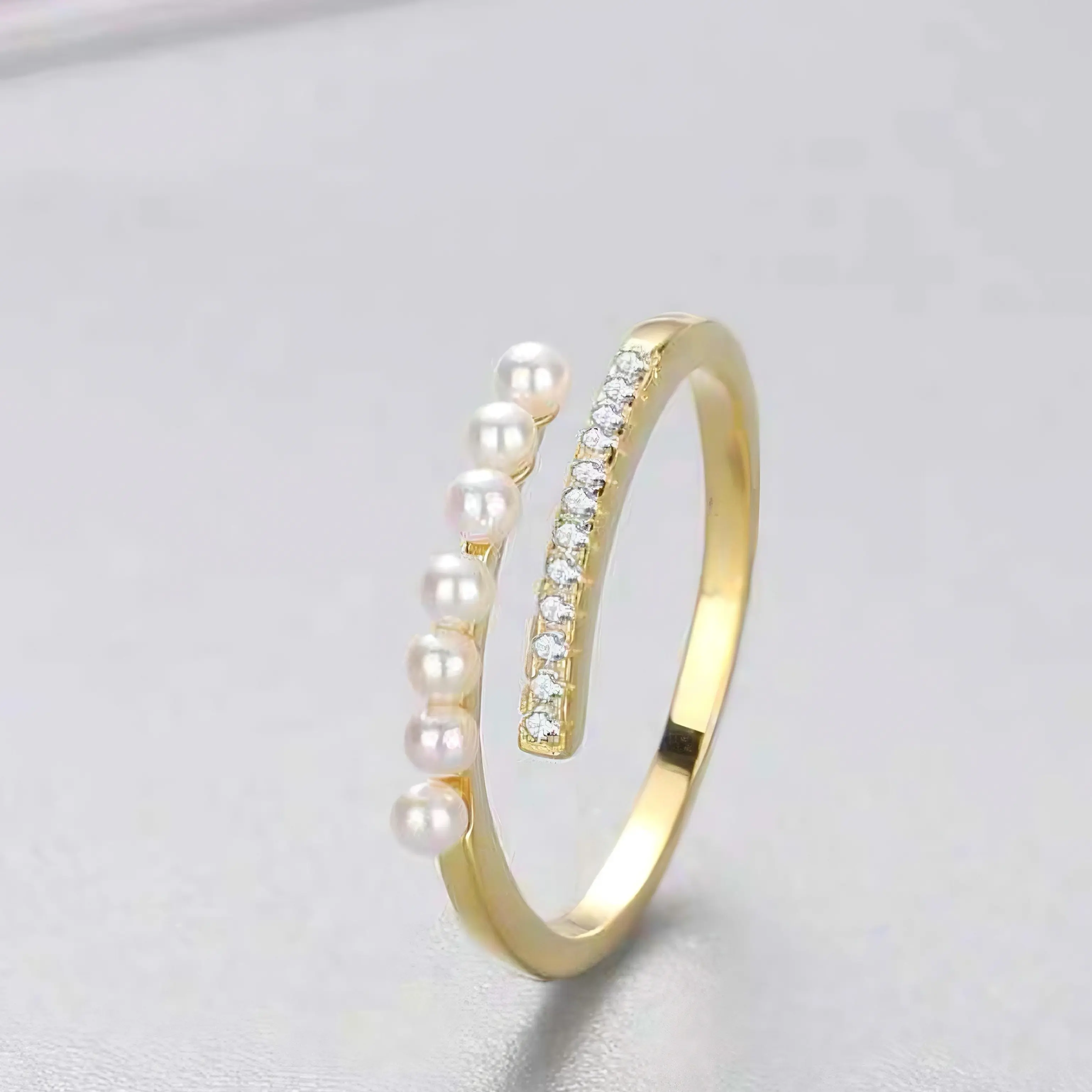 Pearl & Crystal Gold Ring, Perfect for Mother's Day, Effortless Elegance, Adjustable, Versatile Styling, Dainty & Elegant, Versatile & Stackable, Mother's Day Gift,    Light as Air, Bold in Presenceghtweight, aurora  ring 1d  ring vintage womens  ring