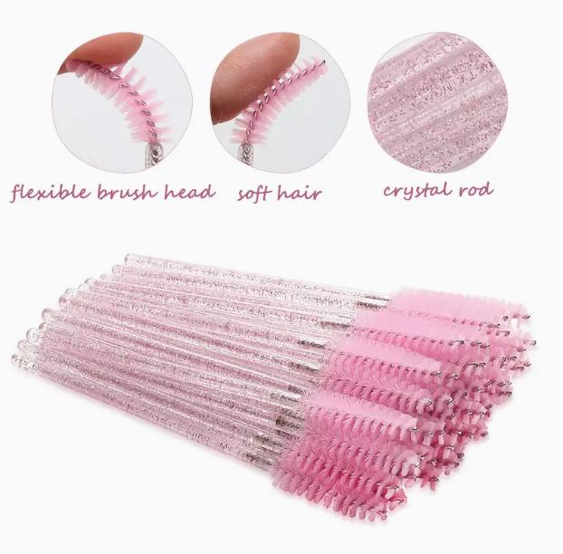 Disposable Eyelash & Eyebrow Brush Tools, 50pcs Glitter Crystal Design Eyelashes Brushes Comb, Daily Makeup Tools, Eyelashes Makeup Tools, Birthday Box for Girl, ThanksGiving Gift, Birthday Gift for her, Best Christmas gift for women 3