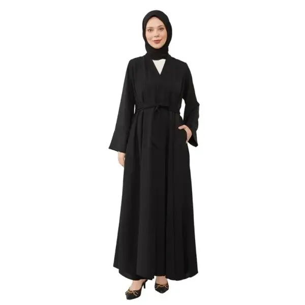 Black Aiyla Belted Abaya