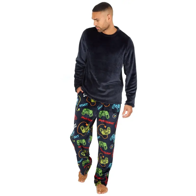 Cargo Bay Mens Polished Fleece Gaming Pyjamas Loungewear Menswear 6