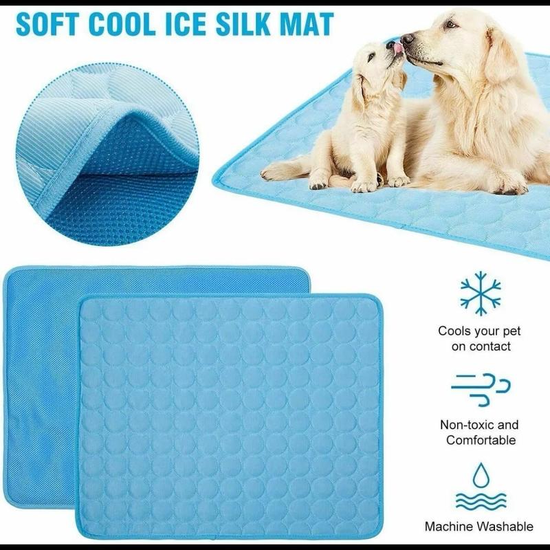 Pet Cooling Pad: crafted for your furry friend's comfort. Our Dog Ice Silk Bed Mat offers a washable and reusable solution, perfect for both outdoor adventures and indoor relaxation. Keep your pet cool and content, no matter the weather. 5