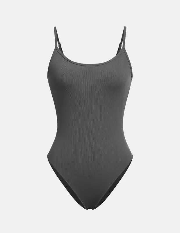 Women Abjustable Strap Cami Bodysuit & Drawstring Wide Leg Shorts Set, Casual Round Neck Sphaghetti Strap Bodysuit &Elastik Shorts Set, Back to School Womens Wear for Summer, Travel Adjustable Comfort 5