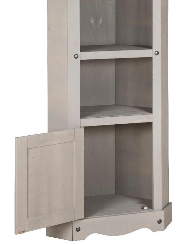 Corona Grey Corner Display Cabinet Bookcase Mexican Solid Pine Wood kitchencabinet 4
