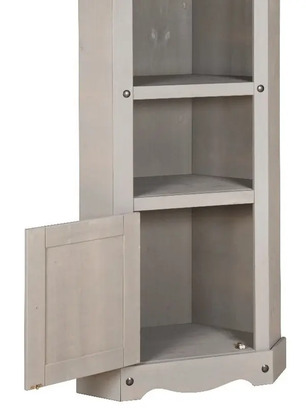 Corona Grey Corner Display Cabinet Bookcase Mexican Solid Pine Wood kitchencabinet 4