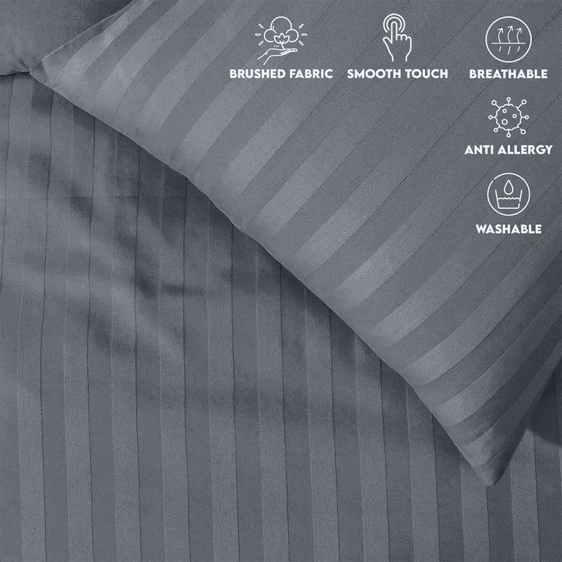 Stripe Duvet Cover Set - Soft Bedding Quilt Covers in Single, Double, King Size 4