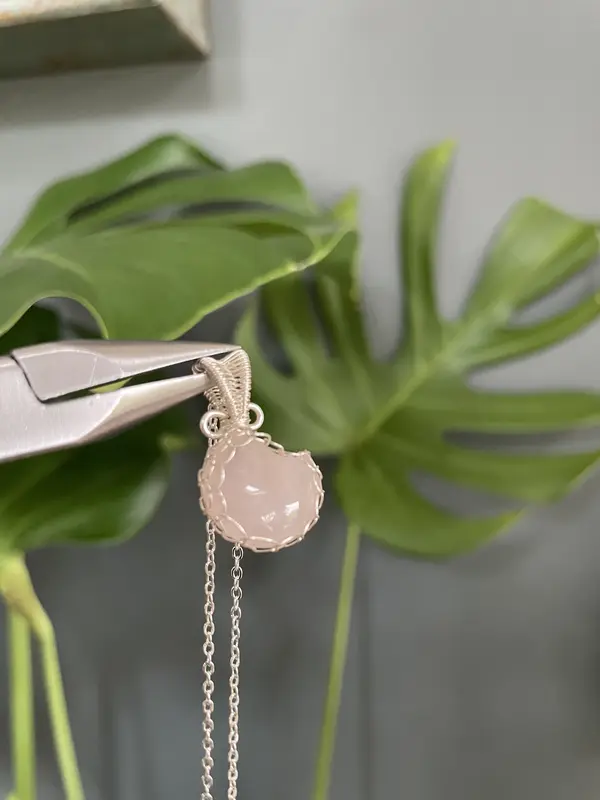 Rose Quartz Moon Crystal Necklace | 925 sterling silver | Crystal Necklaces | Silver Necklaces | Everyday Silver Jewellery | Semi Precious Stones | Crystal Jewellery | Ethereal Jewellery | Moon Necklace | Everyday Jewellery | Perfect Gift | 3