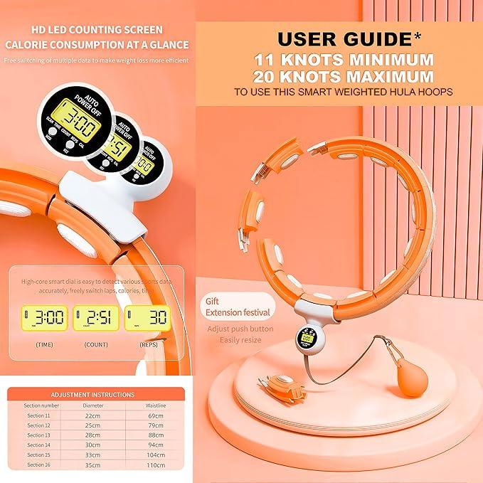 Weighted Hula Hoop, Infinity Smart Hula Hoops with 16 Knots, 360 Degree Auto-Spinning Ball Massage, Infinity Hoop For Adults, Fitness Equipment For Weight Loss 2