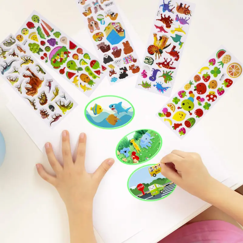 Meafeng 3D Stickers for Kids Toddlers Vivid Puffy Kids Stickers 24 Different Sheets Over 550, Coloured 3D Stickers for Boys Girls Teachers as Reward, Gift, Craft Scrapbooking 3
