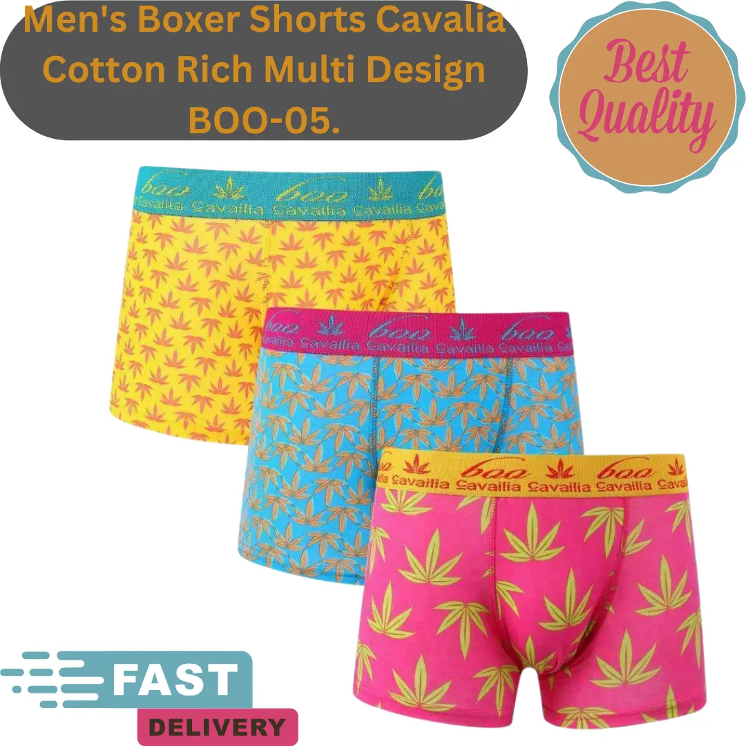 VEARZ Men's Boxer Shorts Cavalia Cotton Rich Multi Design BOO-05 3-12 Pack - Tropical - Underwear, Menswear Operator Socks