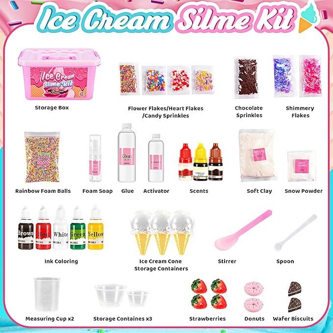Slime Kits for Girls, 6 7 8 9 10 11 12 Year Old Girl Gifts Craft Kits for Kids Toys for 6-12 Year Old Boys Girls Ice Cream Slime Making Kit Girls Toys Age 6-12 Birthday Gifts for Kids 2