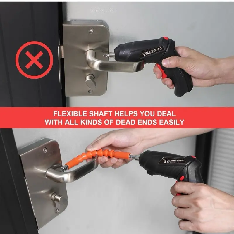 Electric Drill Screwdriver, 47 in 1 Portable Cordless Screwdriver Set Rotated 90 Degrees Electric Screwdrivers Cordless Handle with Led Worklight and Charger for Home Office DIY Tools 2