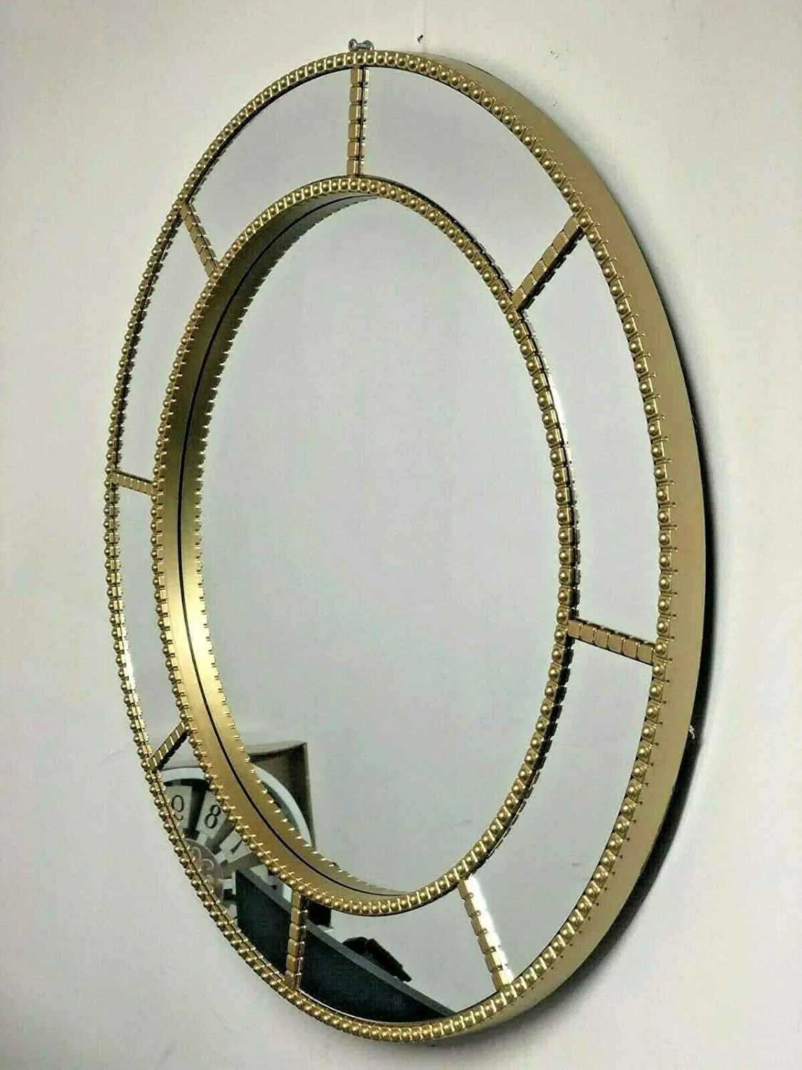 Zidan Bargains Round Shape Window Style Wall Mirror Simply Stylish Decor Wall Window Mirror 61X61Cm Gold