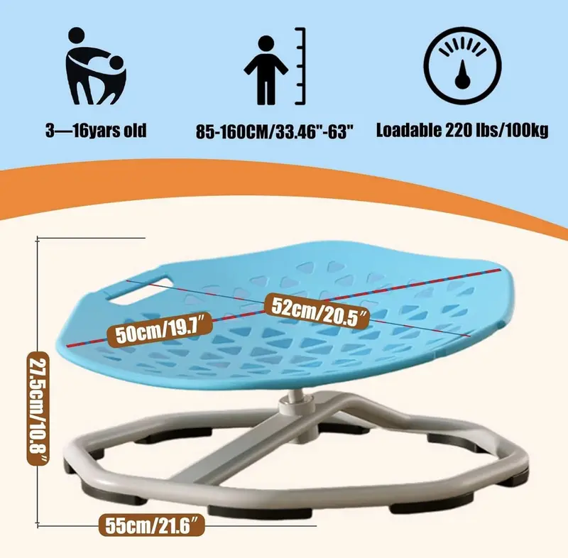 Children's Sensory Spinning Chair for Autistic Children - Metal Base Anti-slip Indoor and Outdoor Activity Spinning Toys autism  sensory space，autism stimming toys，sensory autism toy，spinning chair 2