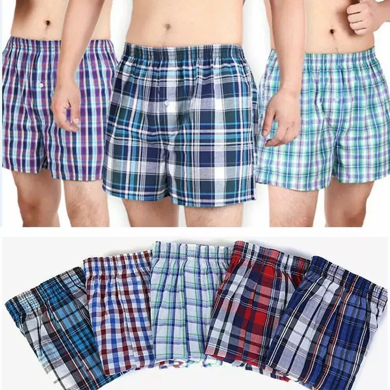 6 Pack Egyptian Cotton Mens Woven Boxer Shorts Underwear Button Fly S-5XL Menswear Polyester mens  underwer 1