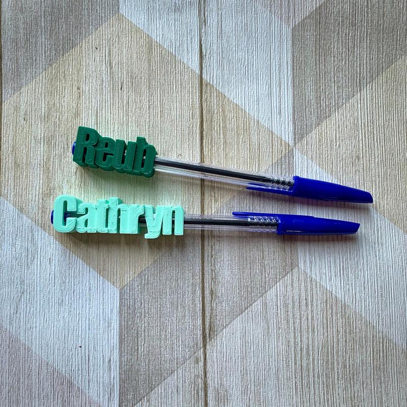 Pen Biro Topper Personalised Name - 3D Printed - Party Bag Fillers - Favours - School Bag - Under 5 Pounds - Small Gifts - Teachers Gift 1