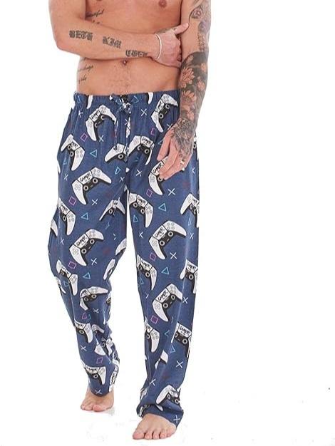Mens Pack of 2 Gamer Lounge Pants | Game Over/Controller/Eat Sleep Game Repeat Designs | 100% Cotton Sleep/Lounge Wear | Gamer Gift Idea Loungewear Menswear Pajama Nightwear Breathable Day 2