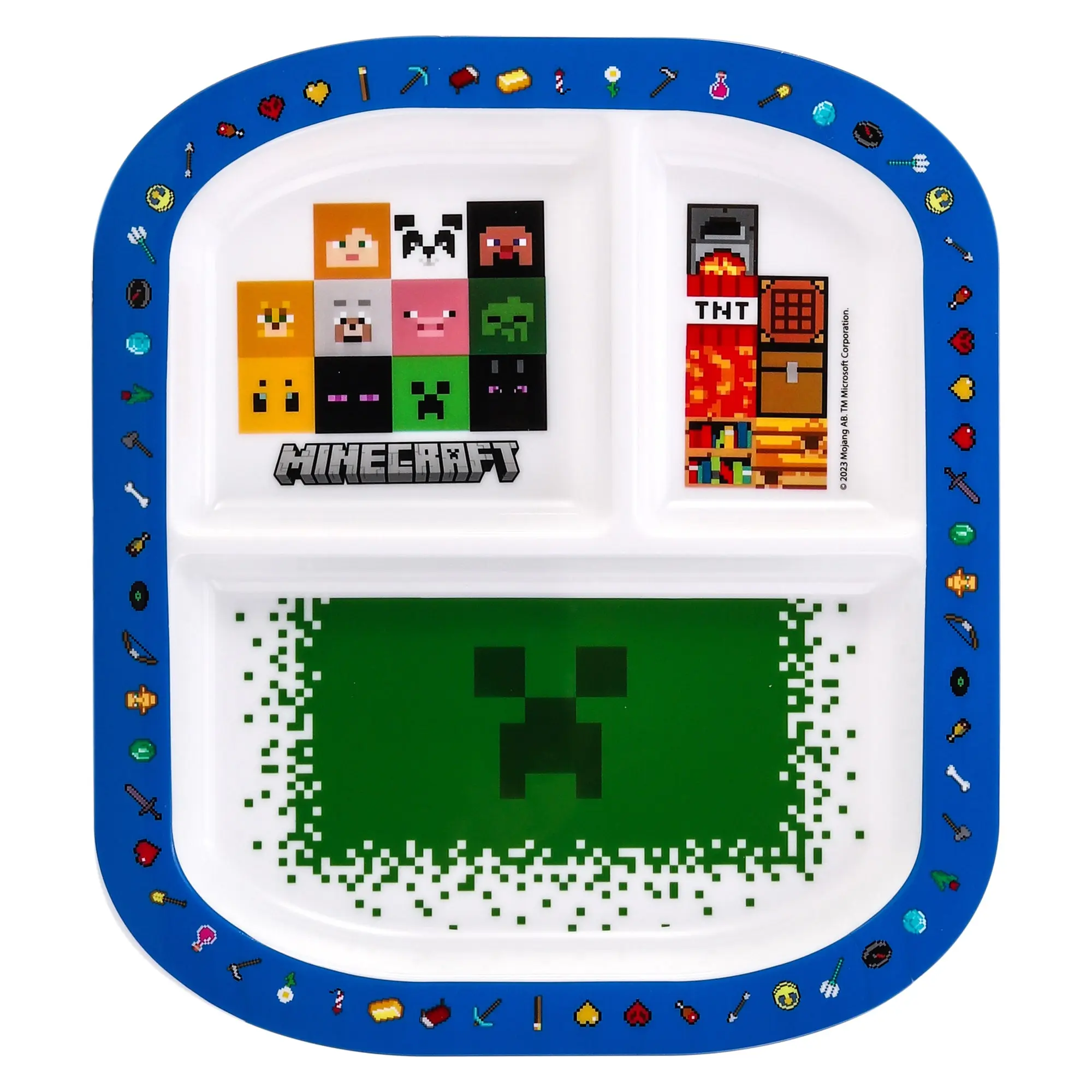 Minecraft 3 Section Childrens Divided Breakfast Lunch Dinner Plate