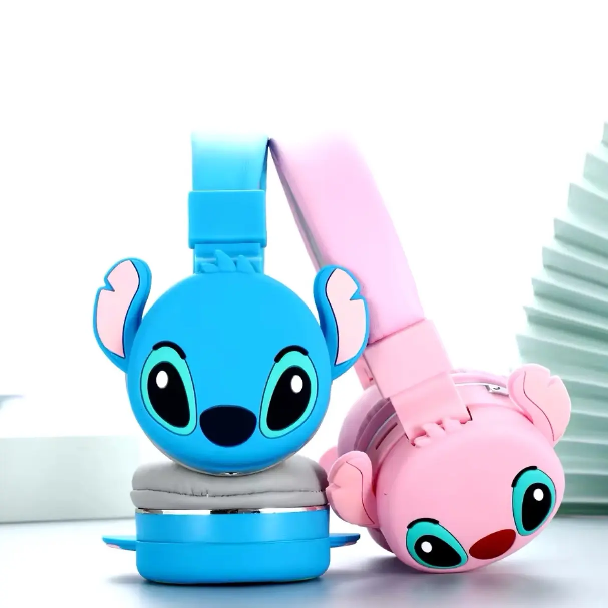 Cute Blue stitch And Pink Angel Headphone Gift Birthday Xmas