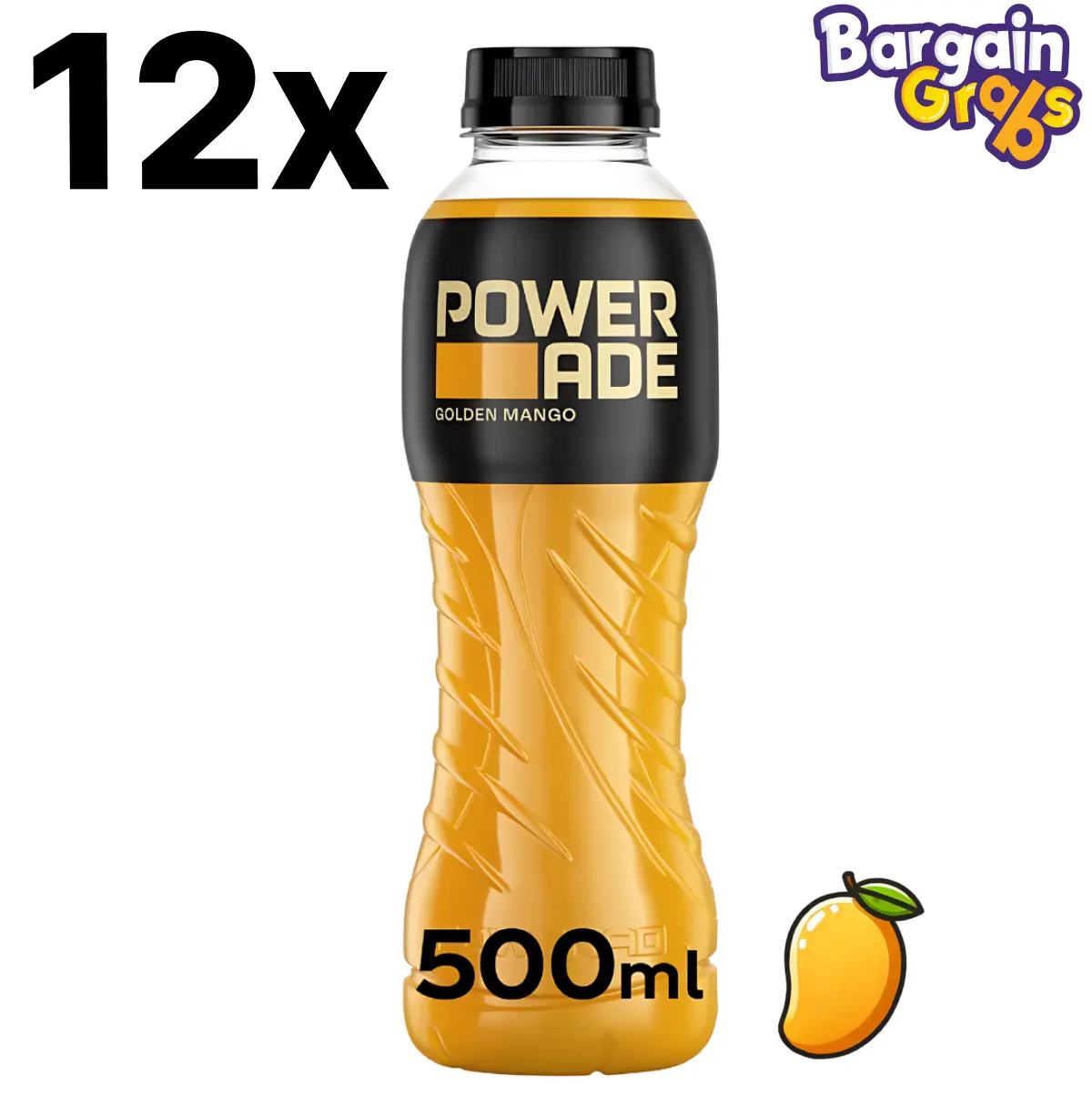 12 x 500ml Powerade Golden Mango Still – Isotonic Hydration for Energy & Recovery; Beverage Drink Sport