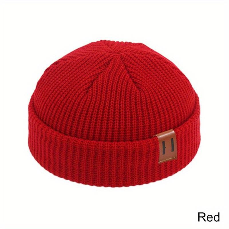1PC Men Women Fashion Winter Knitted Beanie Hat Unisex Cap Hip-hop Cuffed Short Cap Bonnet Warm Ribbed Fisherman Docker Hats 2