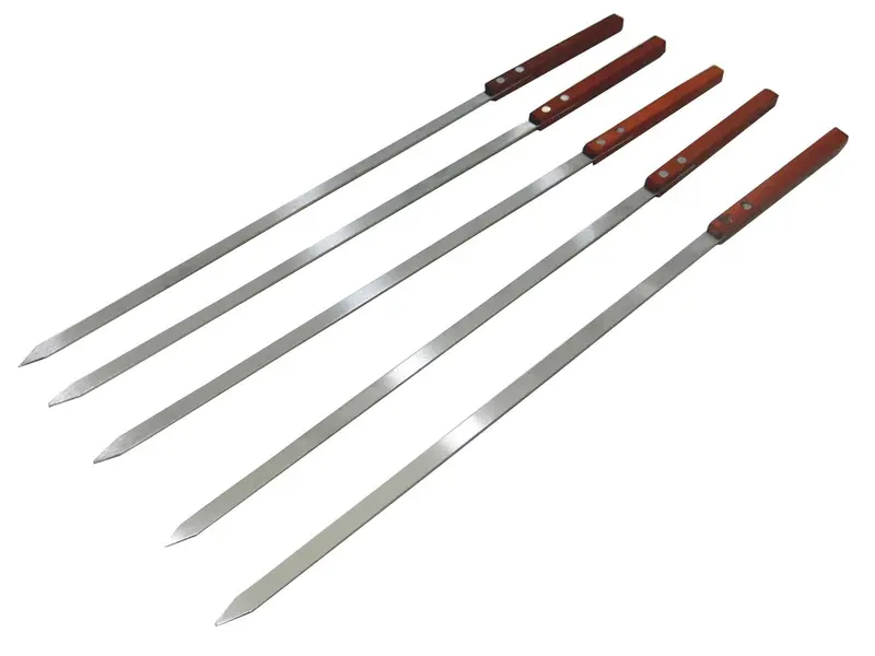 WARESHARK Large Barbecue Skewers Flat Extra Wide Kebab Shish BBQ Heavy Duty Strong Grill Set Meat Stainless Steel Utensil Sturdy 5