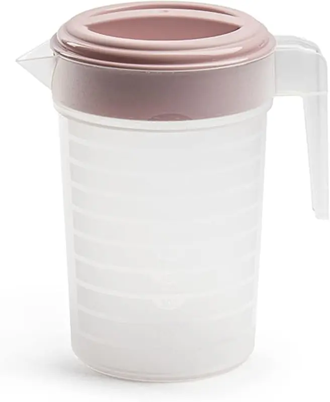 PLASTIFIC Food Grade Jug - Perfect for Stock Gravy - Microwave Safe - Kitchen Homebrew Liquids - Microwave Safe Pitcher (with Pink Lid, 2L) 1