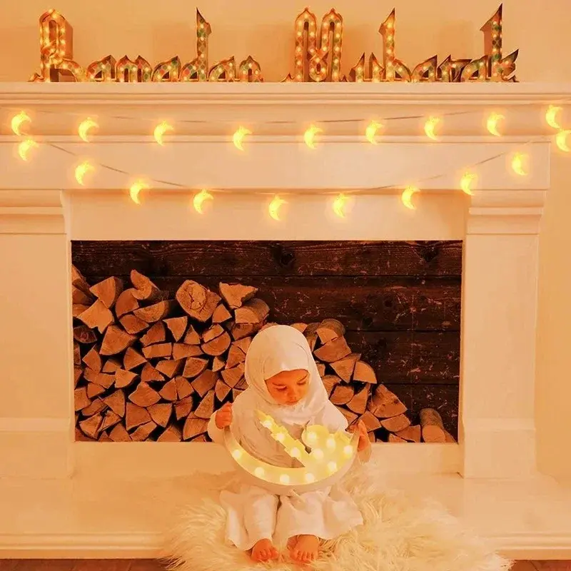 1.5/3/6M EID Mubarak LED String Lights Islam Muslim Festival Party Moon Star Castle Lantern Ramadan Home Decoration 2024 New 4
