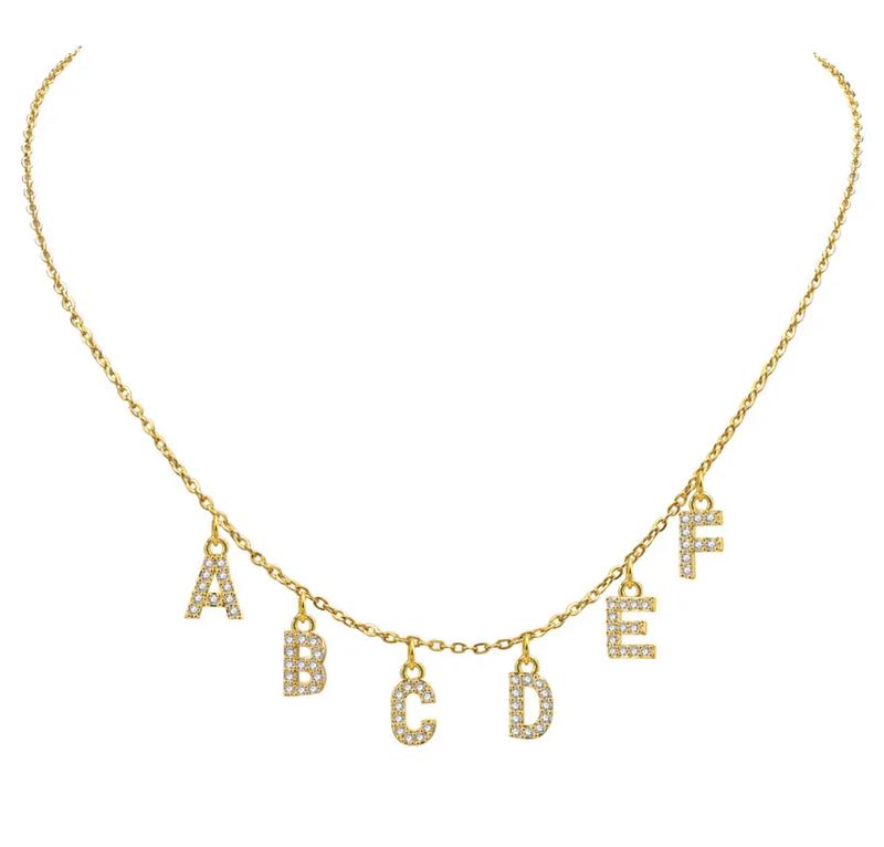 Amour Destinee 18K Gold Plated Initial Name Necklace, Silver Initial Pendant Name Necklace, Special Personalised Gift, Up to 1-9 Initials 1
