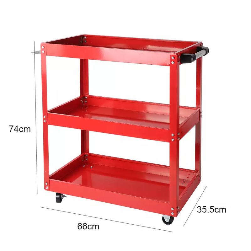 Product Introduction of Updated 3 Tier Tool Trolley Storage Cart Heavy Duty Garage Trolley Workshop RED 3