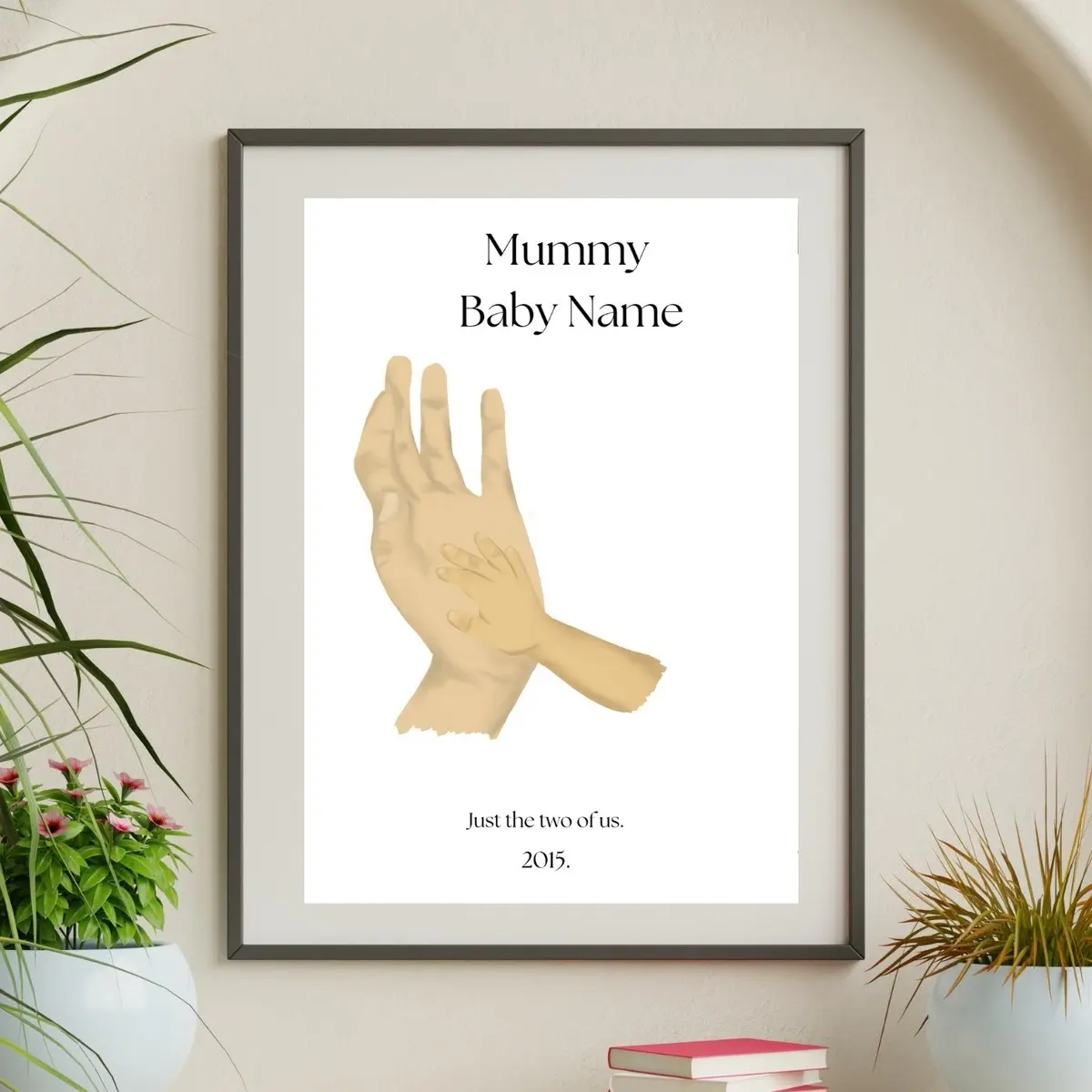 Adult and baby hands personalised prints a4