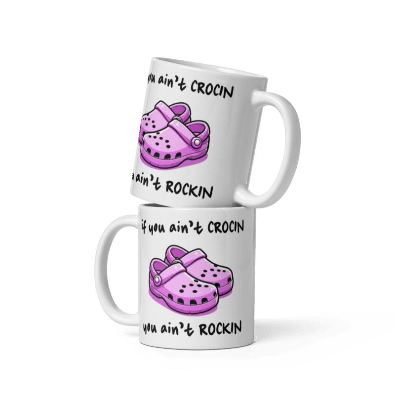 Funny Mug, if you ain't crockin, you ain't rocking, blue design, also in pink, Homorous  Gift Idea, Birthday Present, Christmas, Mothers Father Day, Secret Santa, Graduation, Thank you, Anniversary, Retirement 2