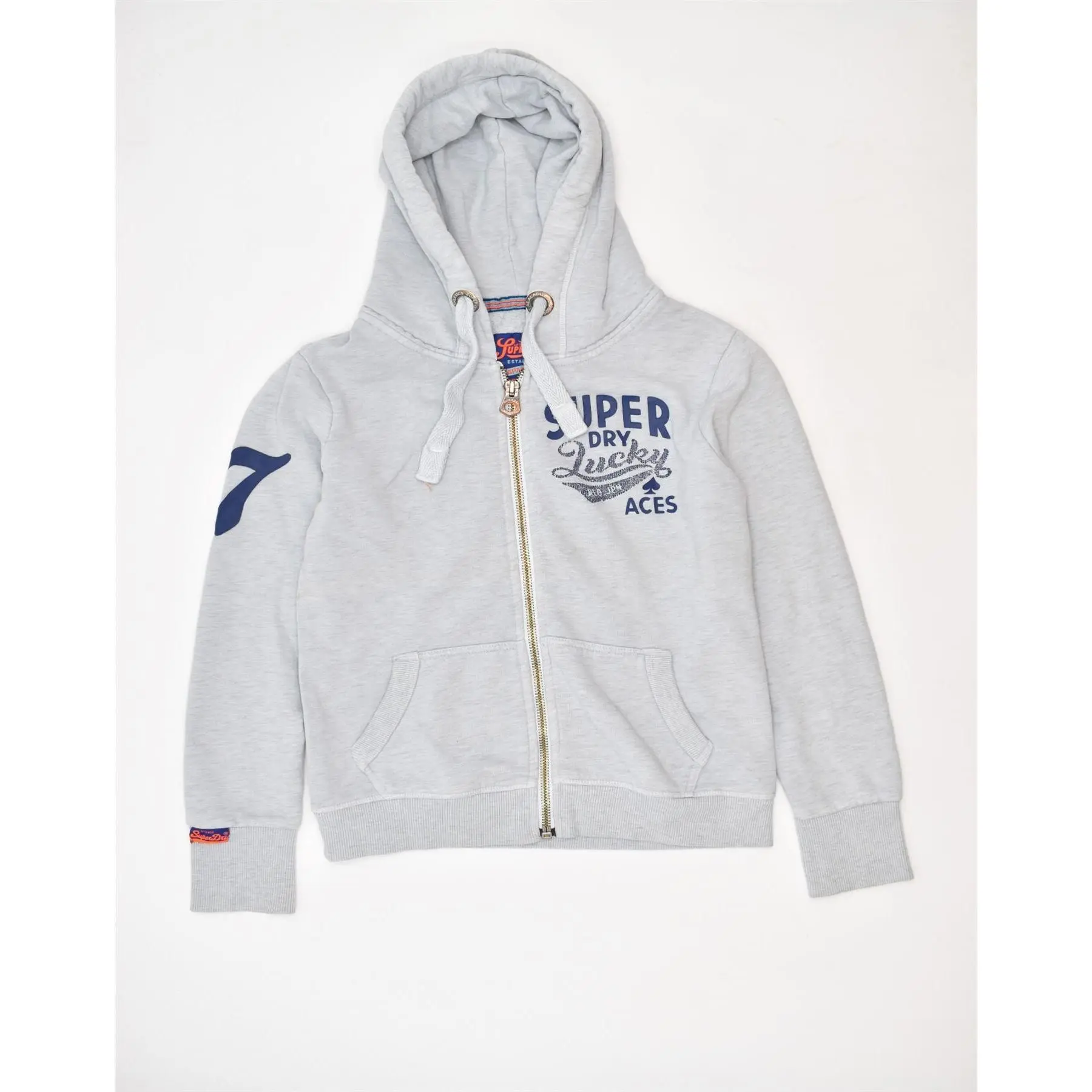 Pre-Owned Vintage SUPERDRY Womens Zip Hoodie Sweater UK 6 XS Grey Cotton